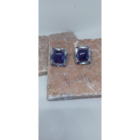 Unbranded Jewelry - Sugilite Stone Clip On Earrings, Mother of Pearl